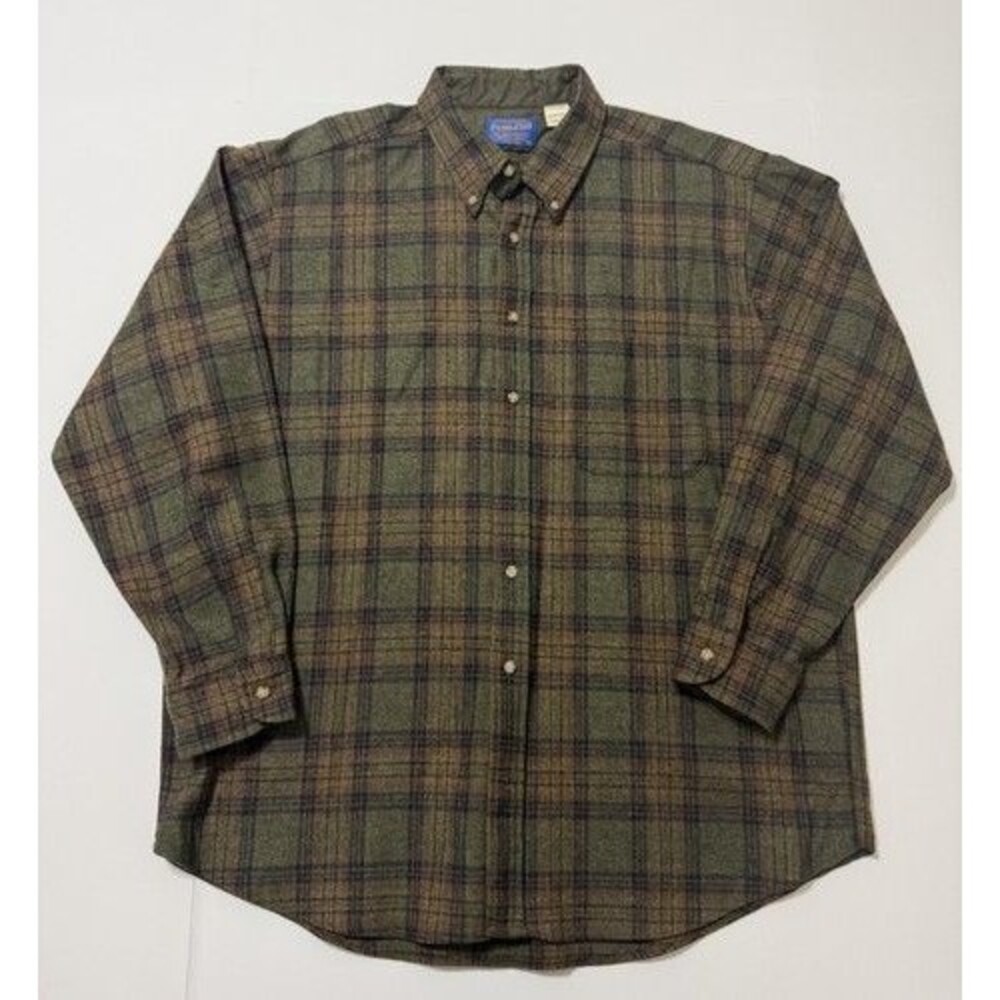VTG 90s Pendleton 100% Virgin Wool Plaid Button Down Collar Shirt Men’s Size XL